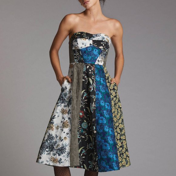 HTF Anthropologie Floral Sweetheart Midi Dress - Picture 6 of 7